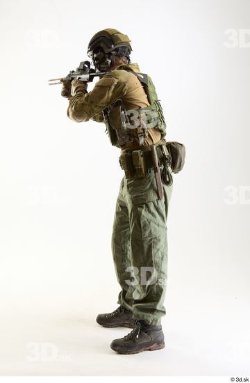 Whole Body Weapons-Rifle Man Pose with machine rifle White Army Athletic Bearded Studio photo references