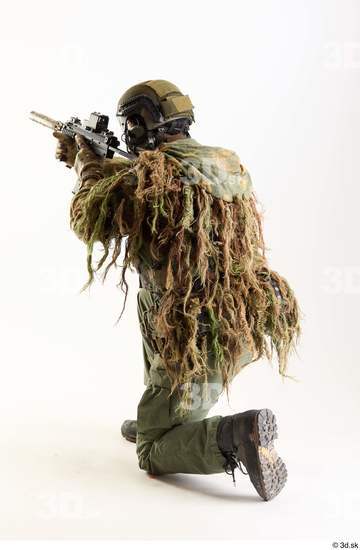 Whole Body Weapons-Rifle Man Pose with machine rifle White Army Athletic Bearded Studio photo references