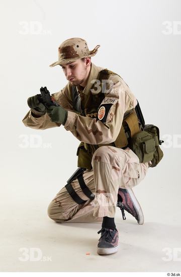 Whole Body Weapons-Pistol Man Pose with pistol White Army Athletic Bearded Studio photo references