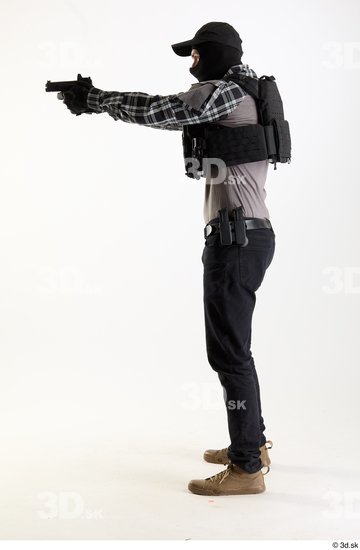 Whole Body Weapons-Pistol Man Pose with pistol White Army Athletic Bearded Studio photo references