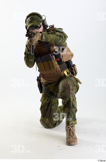 Whole Body Weapons-Rifle Man Pose with machine rifle White Army Athletic Bearded Studio photo references