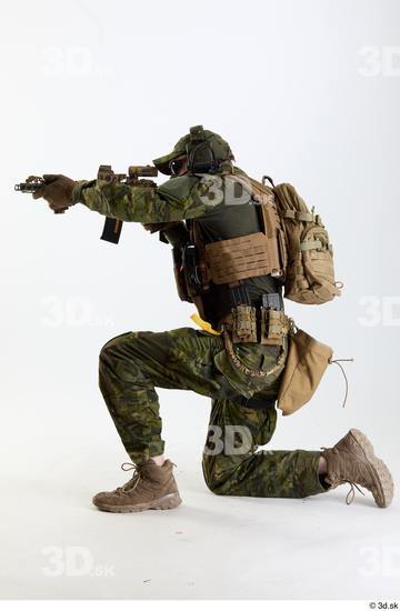 Whole Body Weapons-Rifle Man Pose with machine rifle White Army Athletic Bearded Studio photo references