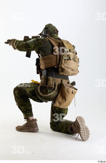 Whole Body Weapons-Rifle Man Pose with machine rifle White Army Athletic Bearded Studio photo references