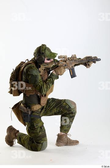 Whole Body Weapons-Rifle Man Pose with machine rifle White Army Athletic Bearded Studio photo references