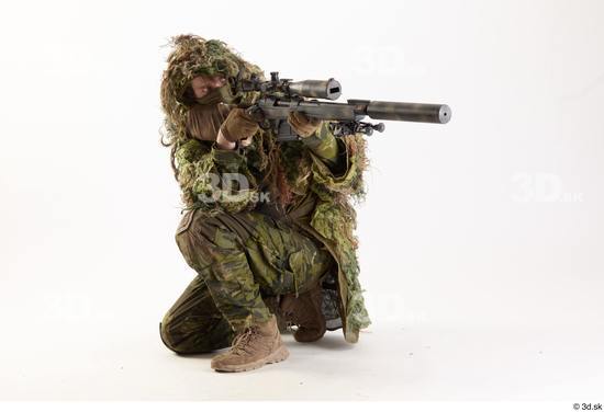 Whole Body Weapons-Rifle Man Pose with machine rifle White Army Athletic Bearded Studio photo references