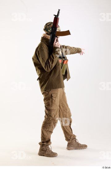 Whole Body Weapons-Rifle Man Pose with machine rifle White Army Athletic Bearded Studio photo references