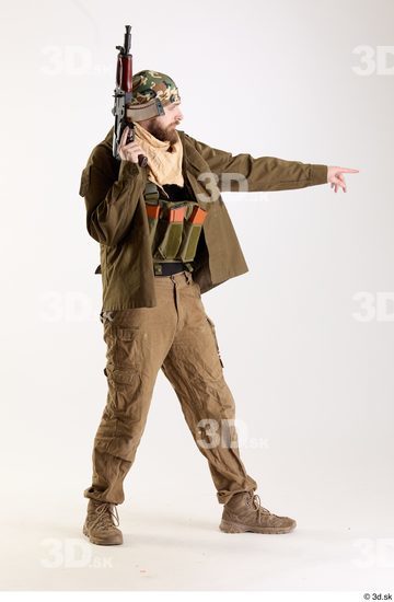 Whole Body Weapons-Rifle Man Pose with machine rifle White Army Athletic Bearded Studio photo references