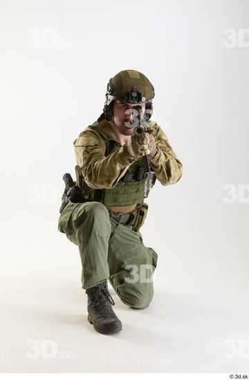 Whole Body Weapons-Rifle Man Pose with machine rifle White Army Athletic Bearded Studio photo references