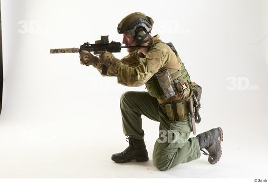 Whole Body Weapons-Rifle Man Pose with machine rifle White Army Athletic Bearded Studio photo references