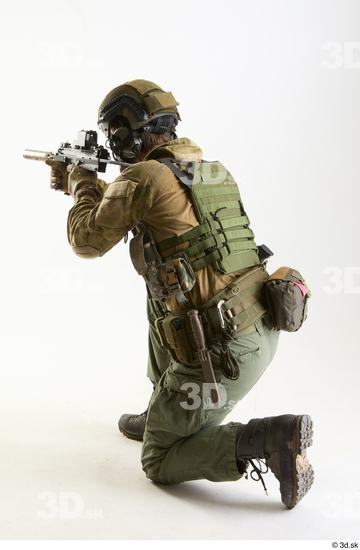 Whole Body Weapons-Rifle Man Pose with machine rifle White Army Athletic Bearded Studio photo references