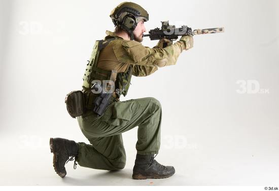 Whole Body Weapons-Rifle Man Pose with machine rifle White Army Athletic Bearded Studio photo references