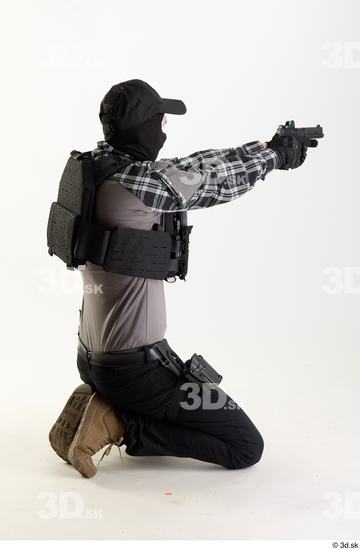 Whole Body Weapons-Pistol Man Pose with pistol White Army Athletic Studio photo references