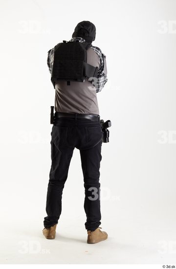 Whole Body Weapons-Rifle Man Pose with machine rifle White Army Athletic Bearded Studio photo references