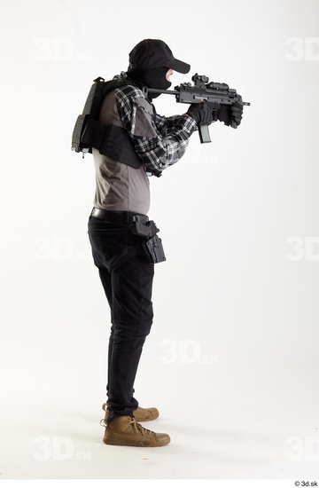 Whole Body Weapons-Rifle Man Pose with machine rifle White Army Athletic Bearded Studio photo references