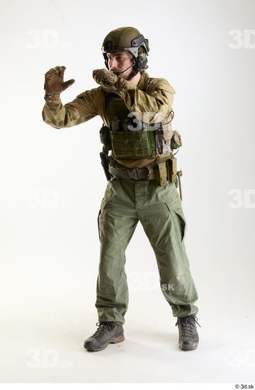 Whole Body Weapons-Knife/Sword Man Pose with knife White Army Athletic Bearded Studio photo references