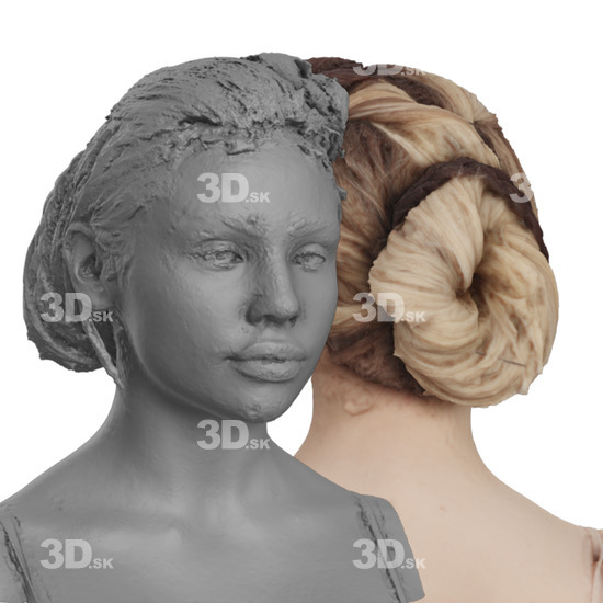 Head Woman White 3D Groom Raw