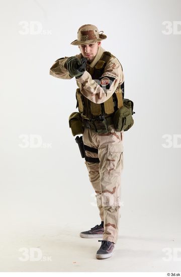 Whole Body Weapons-Pistol Man Pose with pistol White Army Athletic Bearded Studio photo references