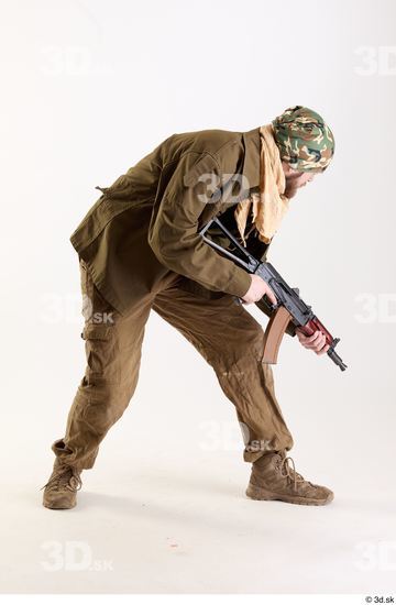 Whole Body Weapons-Rifle Man Pose with machine rifle White Army Athletic Bearded Studio photo references