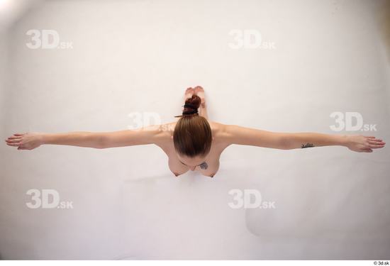 Whole Body Woman White Nude Slim Kneeling Top Studio photo references