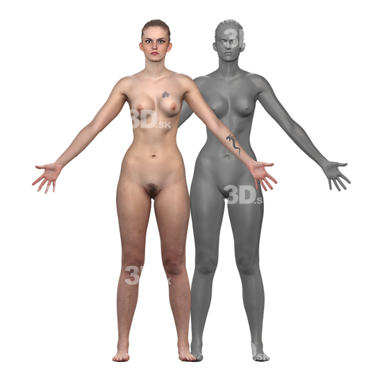 Whole Body Woman White Nude 3D Clean A-Pose Bodies