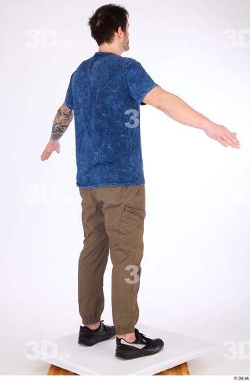 Whole Body Man White Casual Shoes Pants Athletic Average Standing Studio photo references