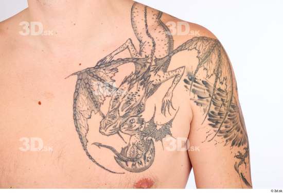 Chest Man White Tattoo Average Studio photo references