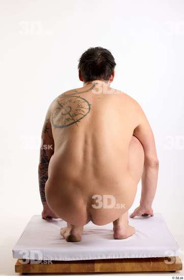 Whole Body Man White Nude Average Kneeling Studio photo references