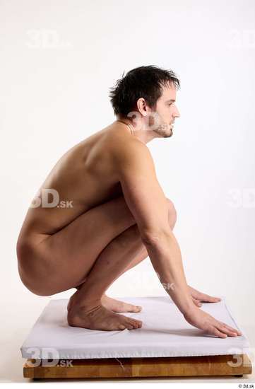 Whole Body Man White Nude Average Kneeling Studio photo references