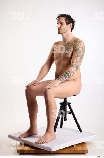 Whole Body Man White Nude Average Sitting Studio photo references