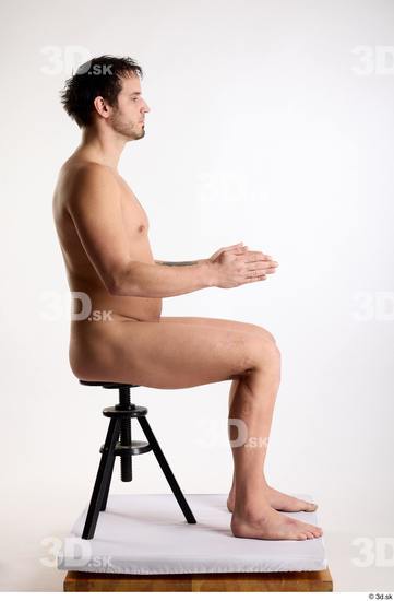 Whole Body Man White Nude Average Sitting Studio photo references