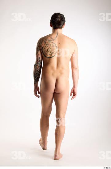 Whole Body Back Man White Nude Average Walking Studio photo references