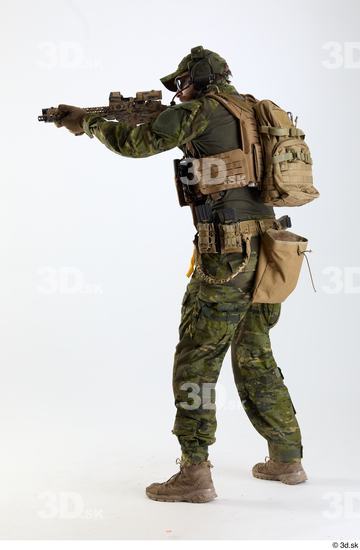 Whole Body Weapons-Rifle Man Pose with machine rifle White Army Athletic Bearded Studio photo references