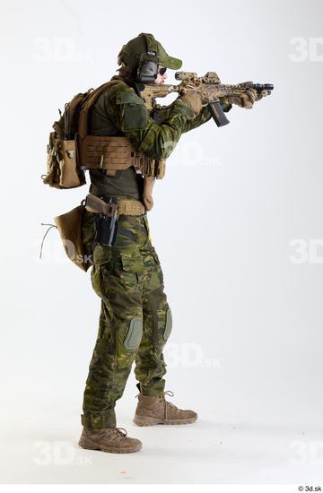 Whole Body Weapons-Rifle Man Pose with machine rifle White Army Athletic Bearded Studio photo references