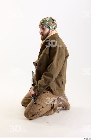 Whole Body Weapons-Rifle Man Pose with machine rifle White Army Athletic Bearded Studio photo references