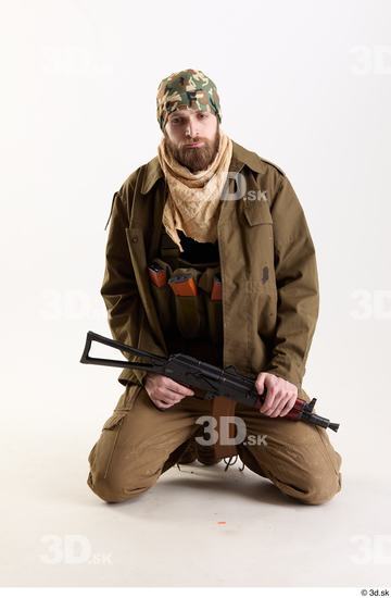 Whole Body Weapons-Rifle Man Pose with machine rifle White Army Athletic Bearded Studio photo references