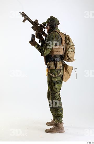 Whole Body Weapons-Rifle Man Pose with machine rifle White Army Athletic Bearded Studio photo references