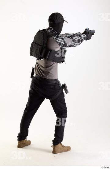 Whole Body Weapons-Pistol Man Pose with pistol White Army Athletic Studio photo references