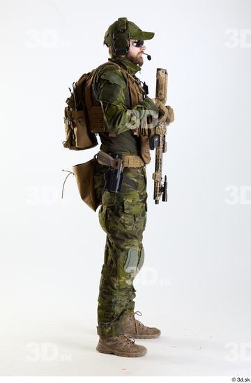 Whole Body Weapons-Rifle Man Pose with machine rifle White Army Athletic Bearded Studio photo references