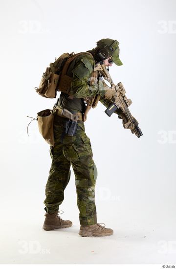 Whole Body Weapons-Rifle Man Pose with machine rifle White Army Athletic Studio photo references