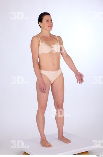 Whole Body Woman White Underwear Athletic Standing Studio photo references