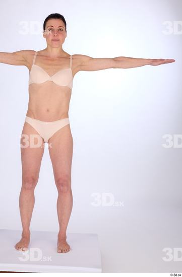 Whole Body Woman White Underwear Athletic Standing Studio photo references