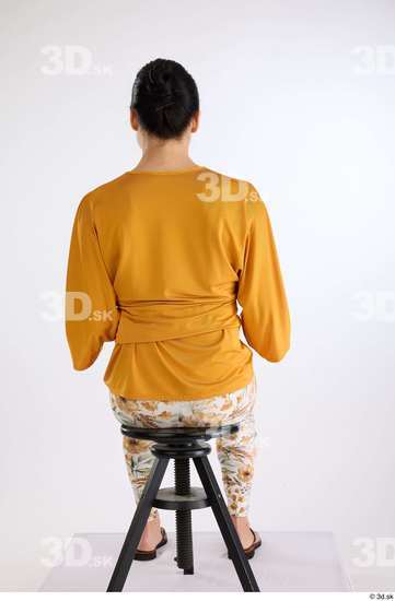 Whole Body Woman White Casual Blouse Athletic Sitting Leggings Studio photo references