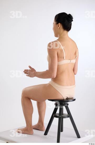 Whole Body Woman White Underwear Athletic Sitting Studio photo references