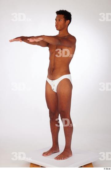 Whole Body Man Black Swimsuit Athletic Standing Studio photo references