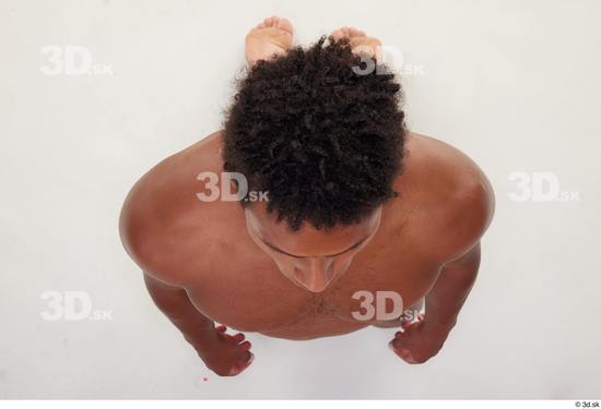 Whole Body Man Black Athletic Kneeling Top Studio photo references