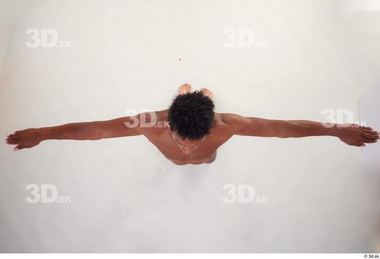 Whole Body Man Black Athletic Kneeling Top Studio photo references