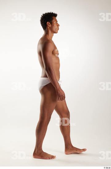 Whole Body Man Black Swimsuit Athletic Walking Studio photo references