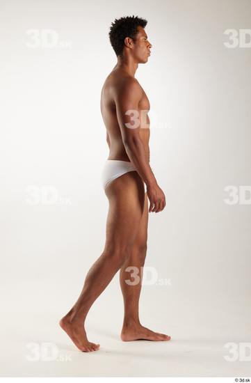 Whole Body Man Black Swimsuit Athletic Walking Studio photo references