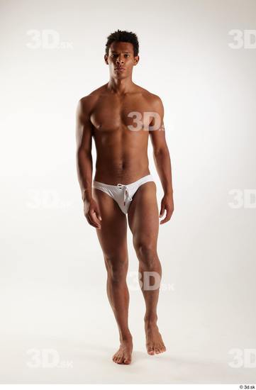 Whole Body Man Black Swimsuit Athletic Walking Studio photo references