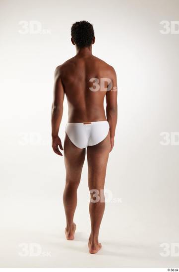 Whole Body Back Man Black Swimsuit Athletic Walking Studio photo references